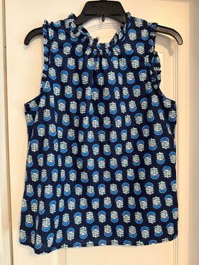 J. Crew preppy cotton poplin navy blue tank